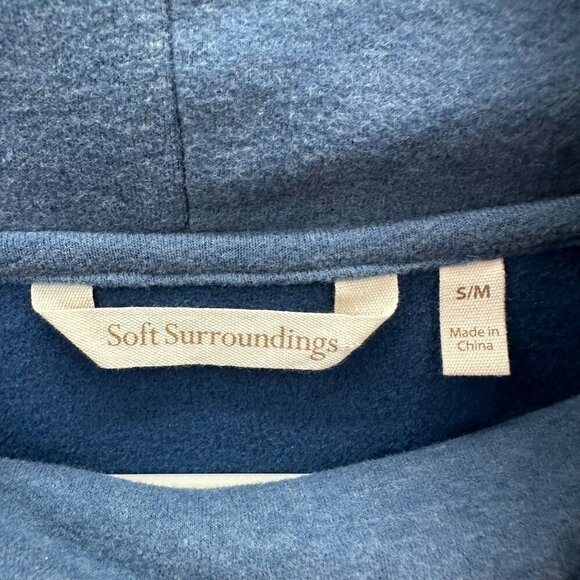Soft Surroundings Blue Turtleneck Cozy Poncho Pullover Sweatshirt Womens sz S/M - Picture 2 of 4